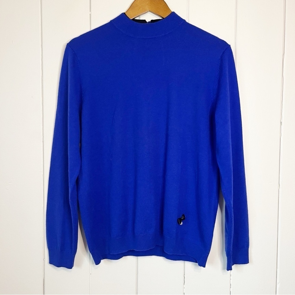 Leo & Ugo Mock Neck Colbalt Blue Sweater with Bow and Pearl Details. Size 4.